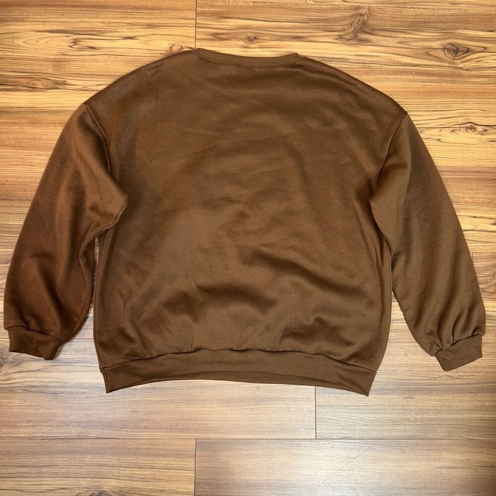 SHEIN Womens L Brown 90s Graphic Sweatshirt Crewneck Pullover Casual - Picture 5 of 6